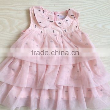 haigh quality ruffle baby girl party dress baby pink collar cake dress dress baby tutu dress