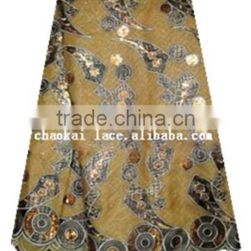 Selling cheap leather lace fabric/African leather and lace wedding dress