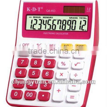 12 digits electronic calculator with red color Q8-RD