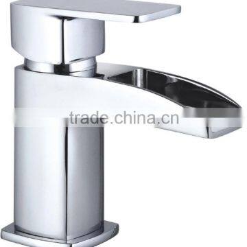 waterfall open spout deck mounted basin tap