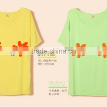 oversized flower printing modal t-shirt for lady