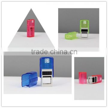 Factory sqaure 15x6mm red blue green transparent self inking mini funny stamps