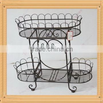 Folding 2 tier wrought iron plant stand