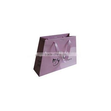 Customized paper bag with colorful satin ribbon ,beautifl and fashion ribbon paper bag free sample wholesale
