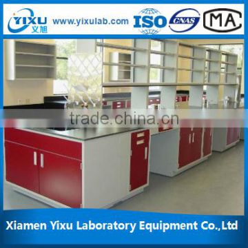 Laboratory work bench with storage cabinet and wall cabinet
