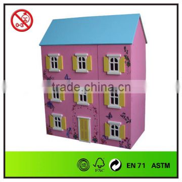 empty good quality 3-storied handmade wooden doll house