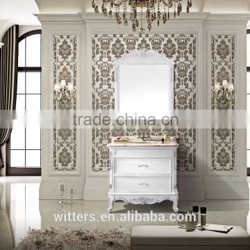 WTS-6088 30" Bathroom Vanity Sink Base Cabinet Solid Wood in Beige