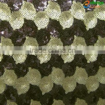 2016 black and gold sequin fabric with mixed design