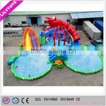 Shirmp themed inflatable ground watr park, outdoor giant water park, adult inflatable water park
