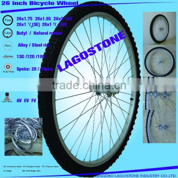 26 Inch Bicycle wheel (26x2.125 , 26x1.95, 26x1.75, 26x13/4, 26x11/2, 26x13/8)