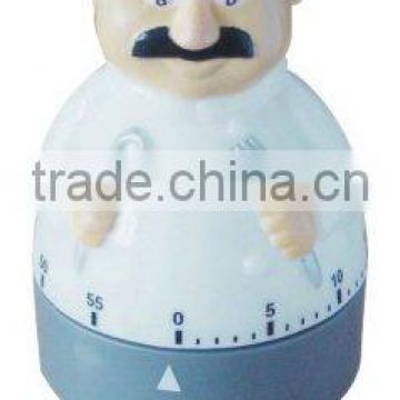 Plastic chef shaped kitchen mechanical timer /cooking sound timer