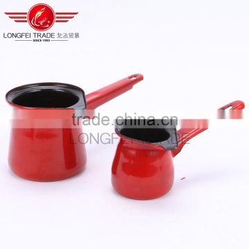 Red color enamel coffee pot/coffee jug with long handle