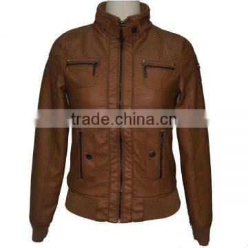 2013 fashion women's PU jacket ,leather zip up coat