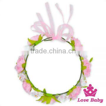 FGA046 Lovebaby Best Selling Cheap Plastic Pink And White Flowers With Green Leaf Adult Girls Accessory Product