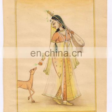 Rajsthan Ragini Painting Indian Miniature Art Wall Hanging Handmade Water Color Paper Painting