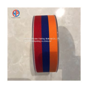 Wholesale high quality custom100% polyester striped grosgrain ribbon
