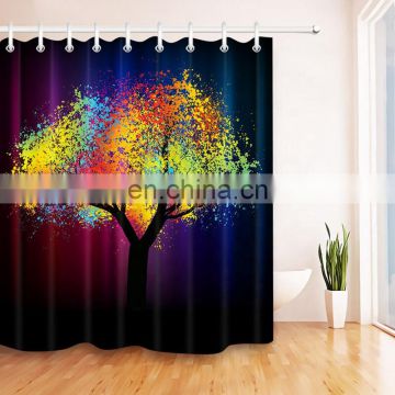 i@home 3D colorful tree digital printing polyester shower curtain bathroom