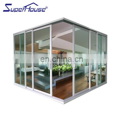 AS2047 aluminium corner sliding door living room design triple track slim aluminum stacker  Door