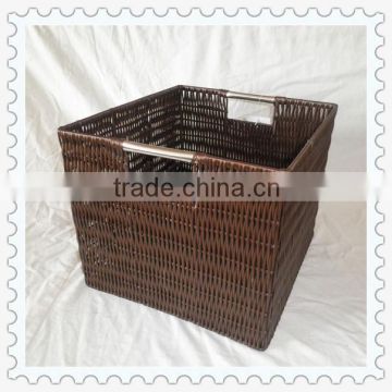 cheap rectangular handmade woven storage pp basket