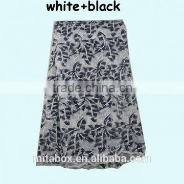 2014organza lace fabric hot sale OG0182white+black