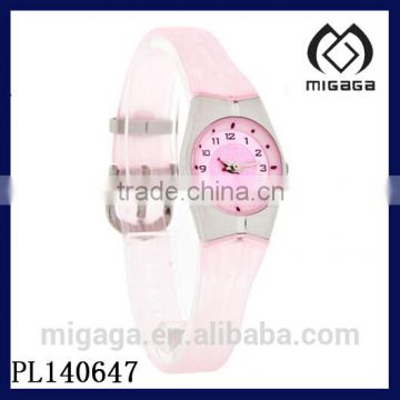 fashion transparent silicone strap watch for ladies* Sport Mini Ladies Pink Silicon Gel Band Quartz Watch 25-6355PNK New