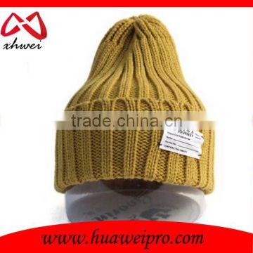 Long plain beanie various colors custom woven label knitted beanie