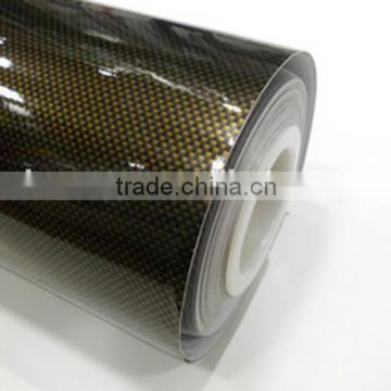 High glossy black gold 2D fire resistant carbon fiber fabric vinyl film