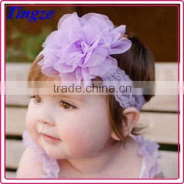Hot-sale chiffon flower&lace hair band,kids/baby accessory