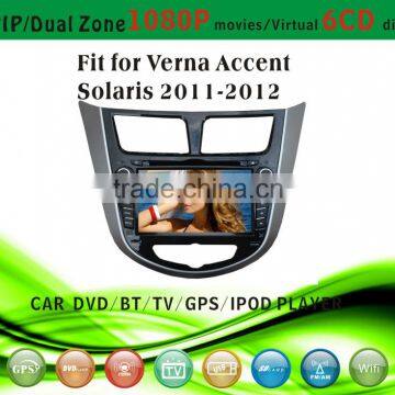 android car dvd player fit for Hyundai Verna Accent Solaris 2011 - 2012 with radio bluetooth gps tv pip dual zone