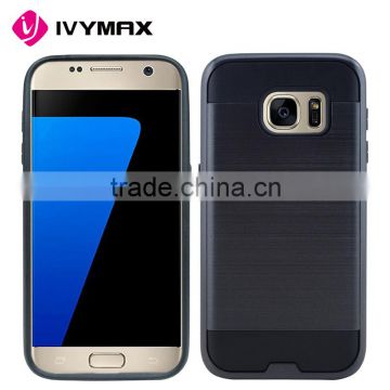 IVYMAX 2016 Hot Selling Brushed Metal Texture Black Hybrid Case Cover For Glaxy S7 G930 G930FD