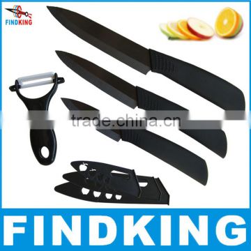 Top quality Gifts Zirconia black blade black handle 3" 4" 5" inch + Peeler + covers ceramic knife set kitchen fruit knife set