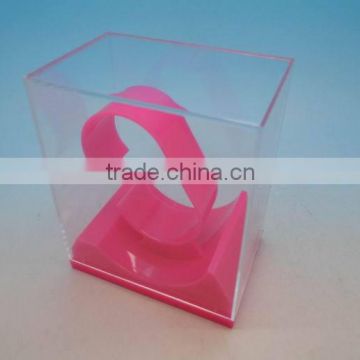 Low price clear cube watch plastic dislpaly gift box wholesale