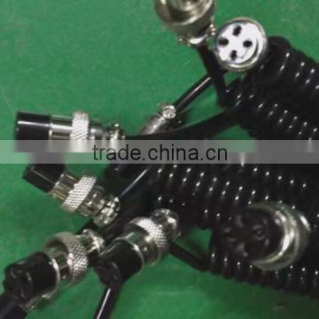 Shiny pu coating gx16 connector curly cable
