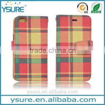 Plaid Pattern Fabric Leather Phone Case For Motorola Moto X Pro with PVC ID and credit card slots
