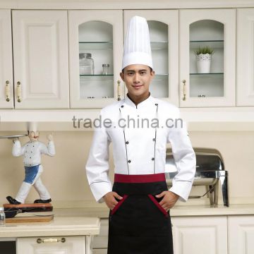White customized with good quality double breasted cotton/polyester restaurant chef coat