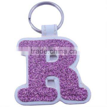 Fashion R Leather Letter Keychain / keyring