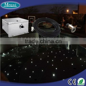 Fiber optic star light LED light pool with waterproof LED light source, fiber optic end light fibers and buried end fixture