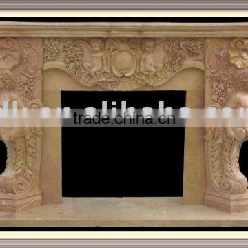 Beige Marble fireplace Surround freestanding white electric fireplace wall mounted