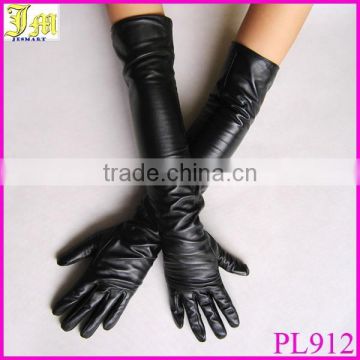 Cheap Women's Faux Leather Long Gloves Elbow Long Design Fashion Ladies Leather Winter Gloves Wholesale