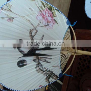 Natural factory direct bamboo high quality craft bamboo fan with colourful design