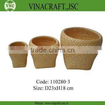 Natural 2 tie bamboo weave basket