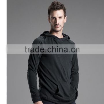 2017 NEW long tall 65% polyester 35%cotton hooded vest blank long sleeve t shirt for man