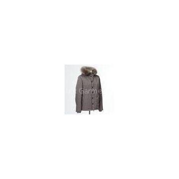 Khaki Lightweight Goose Down Jacket Fur Hood Down Jacket S / M / L / XL / XXL