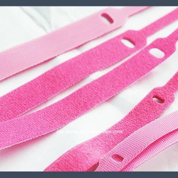 Wholesale pin type hook and loop hook and loop cable tie,pink