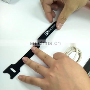 Manufacturer custom Self locking adjustable hook loop nylon cable tie with label