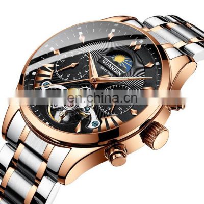 China Supplier GUANQIN 17003 Mens Mechanical Movement Custom Your Stainless Steel Face Logo Fancy Watch