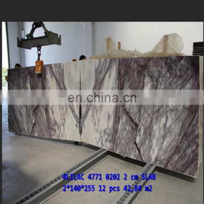 Custom cut size Decoration Premium Bookmatch Lilac Polished Marble Slab 2cm Thick Reasonable Price Made in Turkey CEM-SLB-56