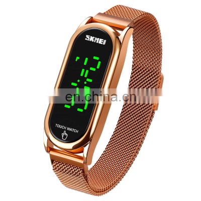 Guangzhou SKMEI New Arrival 1697 Touch Screen Stainless Steel Band LED Watch Movement Cheap Fashion Ladies Watch Women