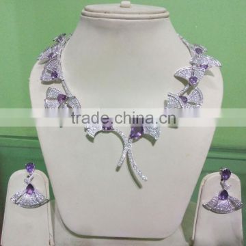 925 color stone necklace set