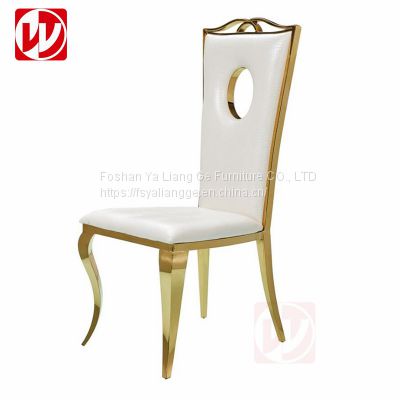 Party Rental White Leather Event Furniture Dubai Restaurant Gold Metal Banquet Dining Chairs